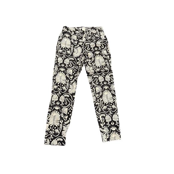 H&M Floral Ankle Stretch Pants - Black & White - Size 6 - Picture 4 of 9